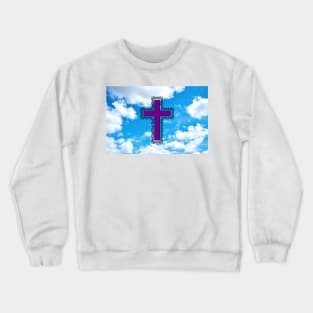 Purple Christian Cross In The sky Crewneck Sweatshirt